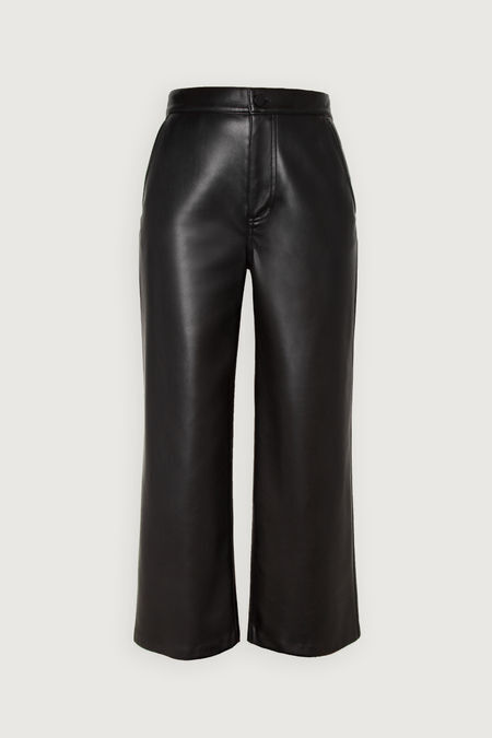 Buy Sosandar Dark Black Faux Leather Wide Leg Trousers from Next Denmark