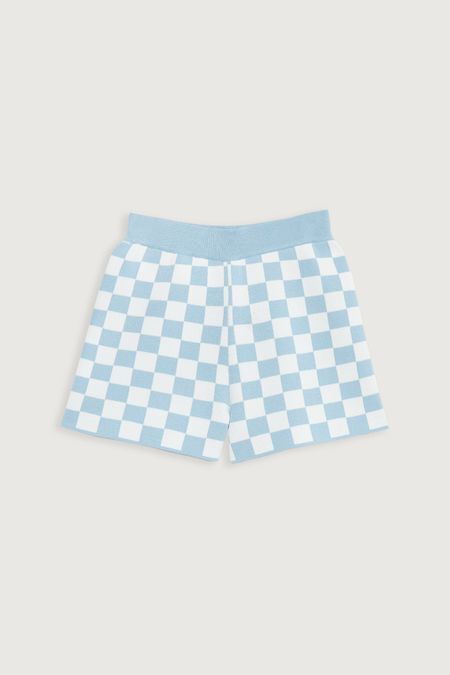 Adult Spencer Checkerboard Knit Shorts - Navy – Tiny Trove