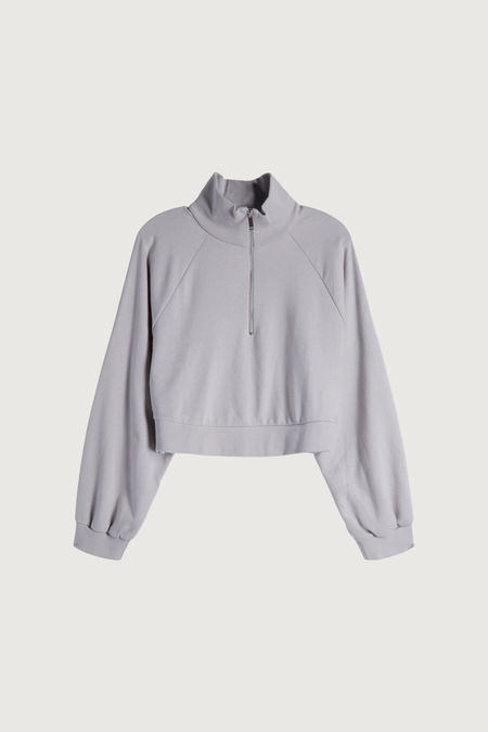 Cropped Half-Zip Sweatshirt Heather Grey