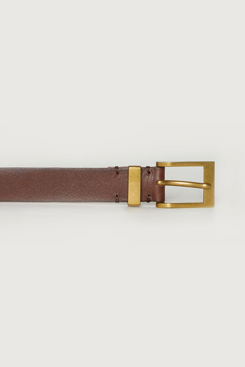 Black Lowell square buckle leather belt