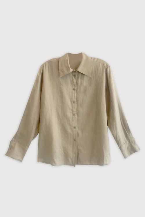 Cream Structured Oversized Half Sleeves Shirt