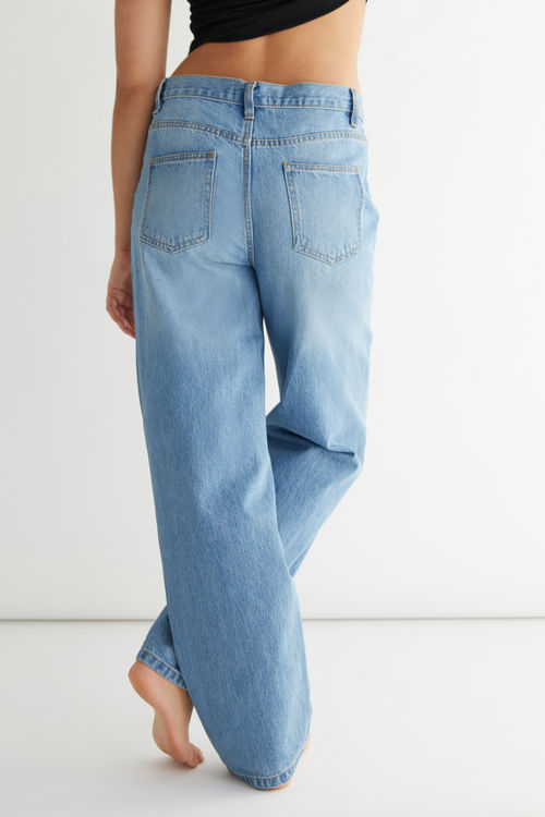 Flared Fit Mid waist Jeans, Light Blue