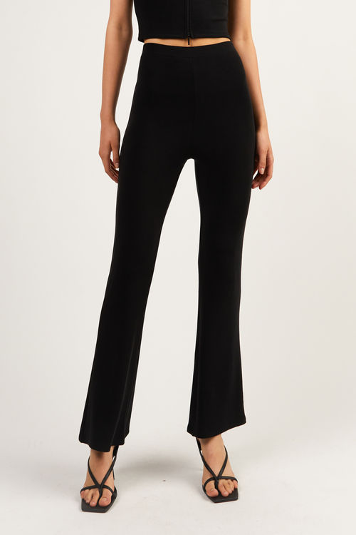 Split Front Ribbed Flared Pants  Flare pants, Bell pants outfit