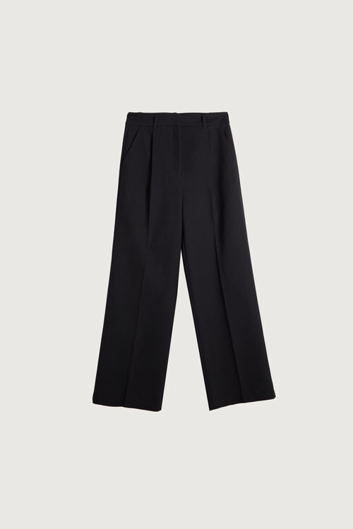 Zara casual pants high waisted fold up hem pleated elastic waist