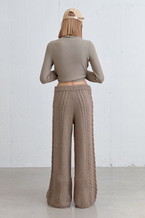 Cable Knit Leggings Taupe
