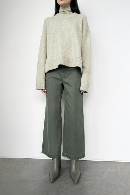 CROPPED TROUSERS WITH TOPSTITCHING - Green | ZARA Angola