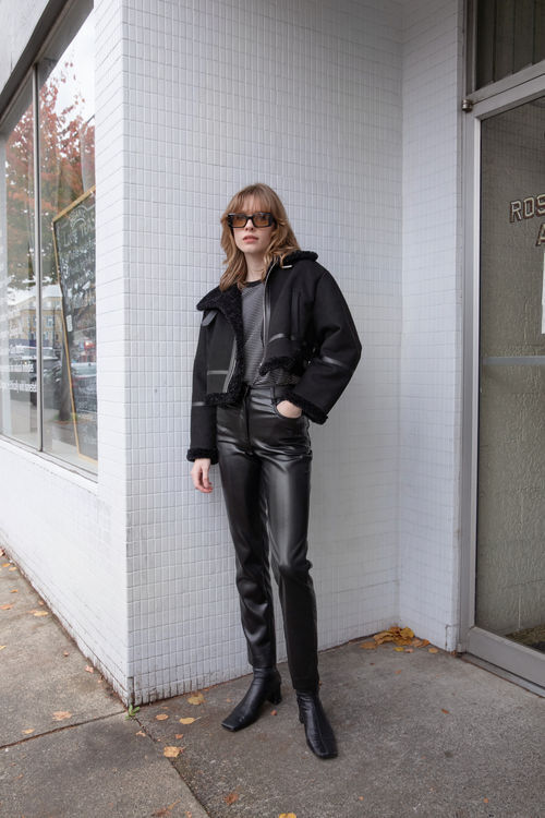 S-XXXL Fashion Women Black PU Leather Pants High Elastic Waist