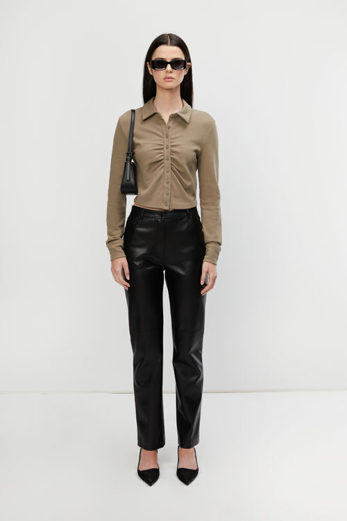 Buy VARO Men's Faux Leather Zipper Designer Trouser, Black, L at Amazon.in