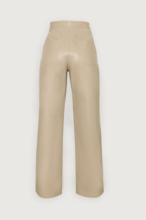Knitted Ribbed Straight Pants Beige | NA-KD
