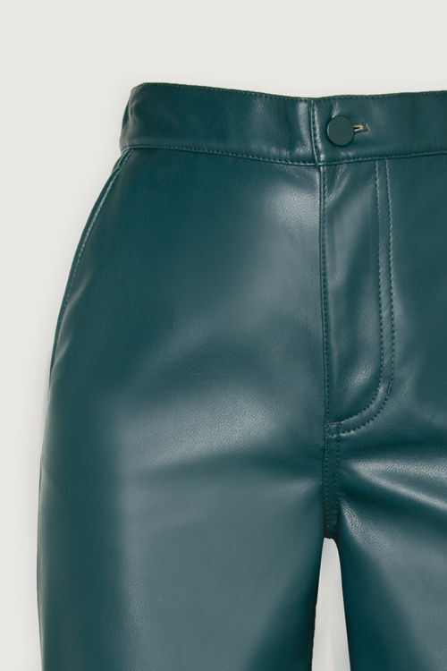 Reg/Curvy High Waist Tummy Control Faux Leather Straight Leg Pant