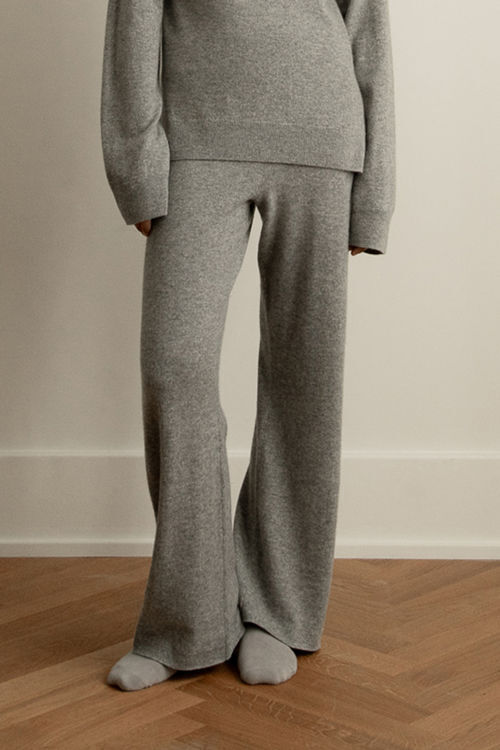 Wool cashmere pants with Web in grey