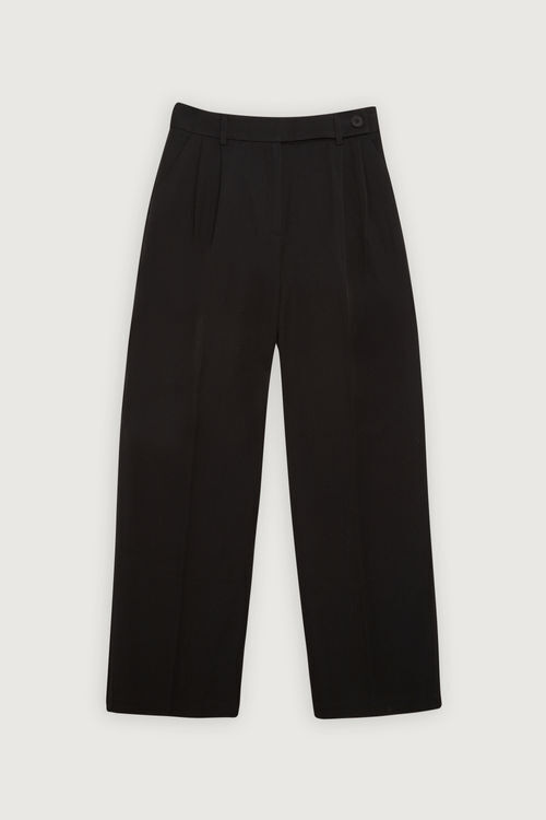 Weekday satin cargo trousers in black