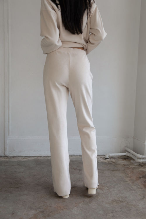 Only ribbed knit pants in cream - part of a set