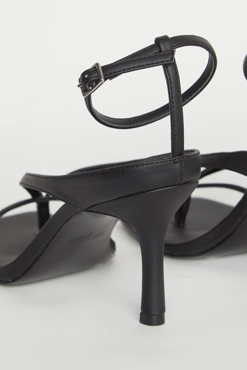 Black Kitten Heel Sandals