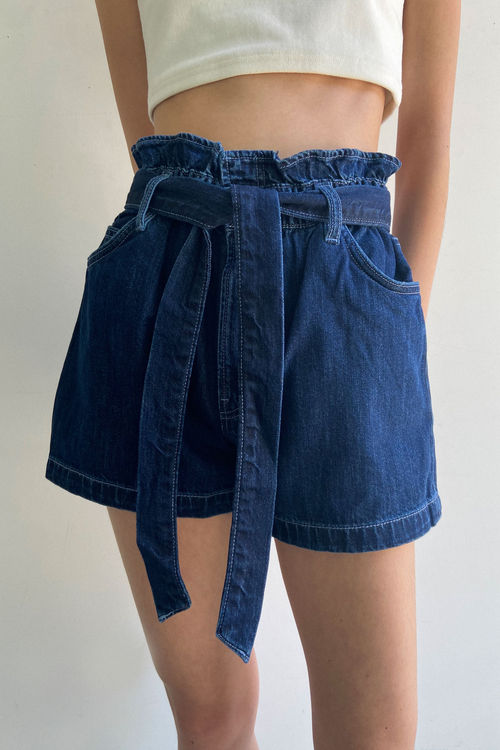 Classic Blue Paperbag Shorts - Boutique Shorts – Shop the Mint