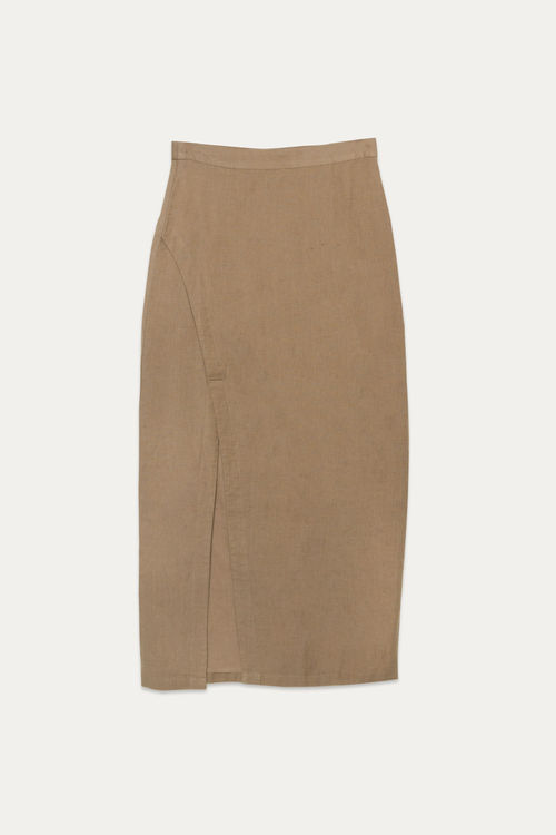 Linen Blend Wrap Skirt | OAK + FORT