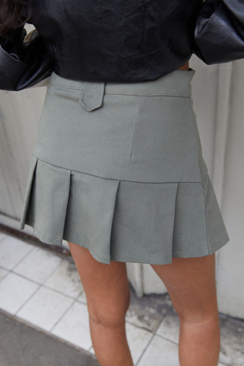 Charcoal Grey Stretch Woven Low Rise Mini Skirt