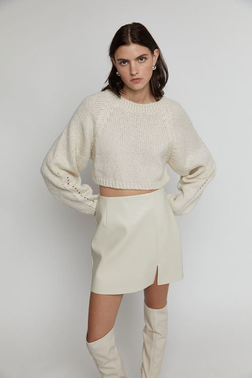 Plus Taupe Two Tone Thick Rib Open Back Sweater