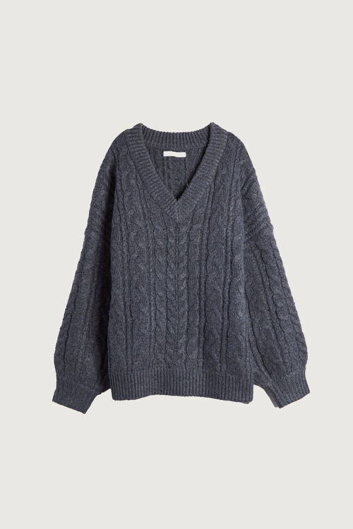 Cable Knit V-neck Sweater