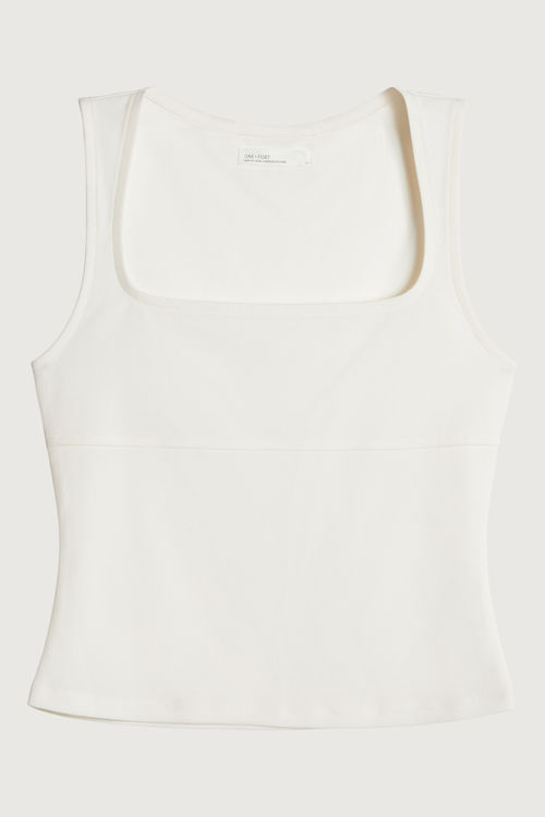 White May square-neck organic-cotton tank top