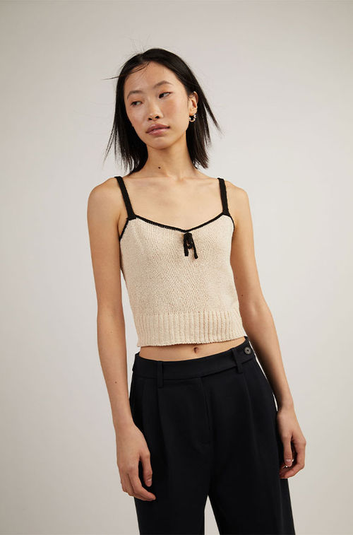 Knit Tank Top with Contrast Trim