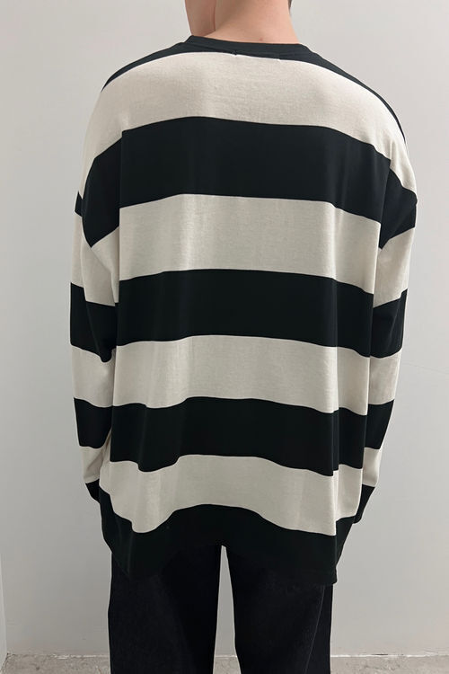 Roshop, Grey Striped Long Sleeve, Size Large
