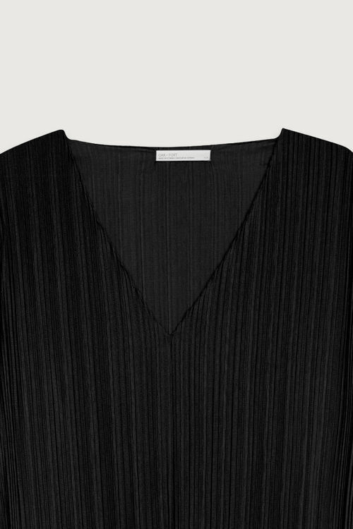 Black Striped Centre Pleat Top