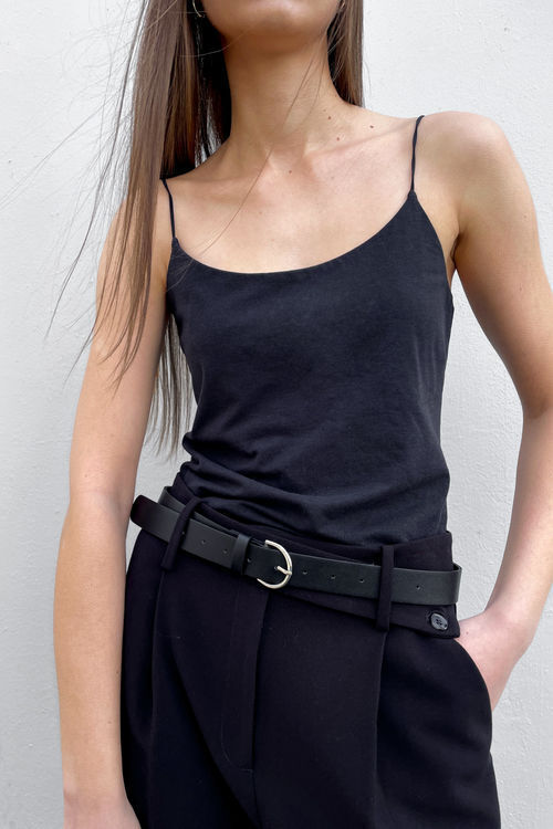 OLIVE & OAK Black Drawstring Waist Scoop Neck Sleeveless Rayon Blend Dress  XL