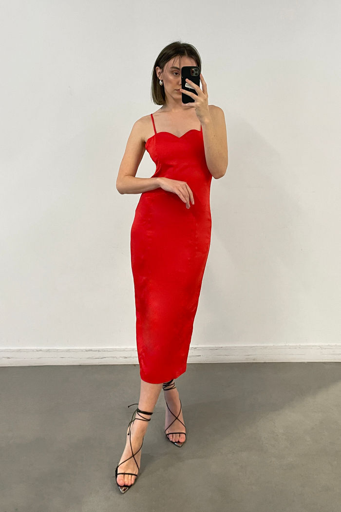 Midi Ruched Dress with Side Slit